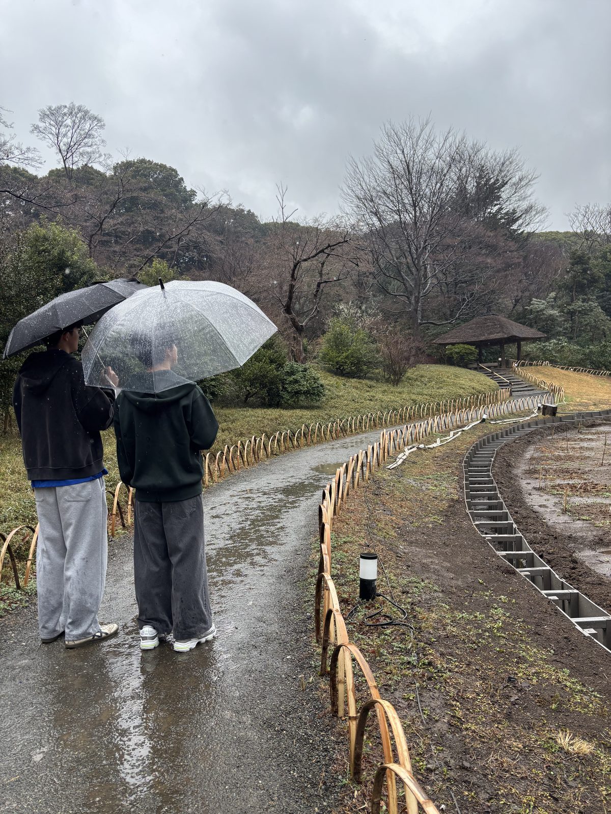 A rainy garden walk in Japan.